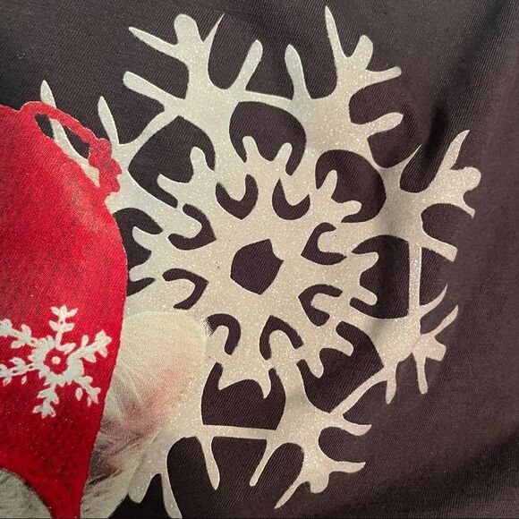 2/$30 FRZ Grey Holiday Kitten Snowflake Graphic Long Sleeve T-Shirt - Picture 5 of 11
